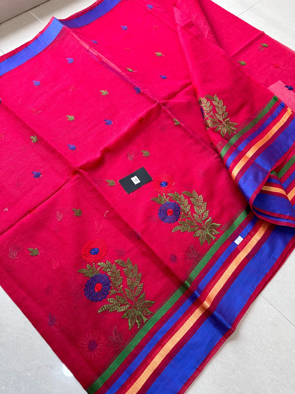 Embroidered Kota Cotton Doria Saree