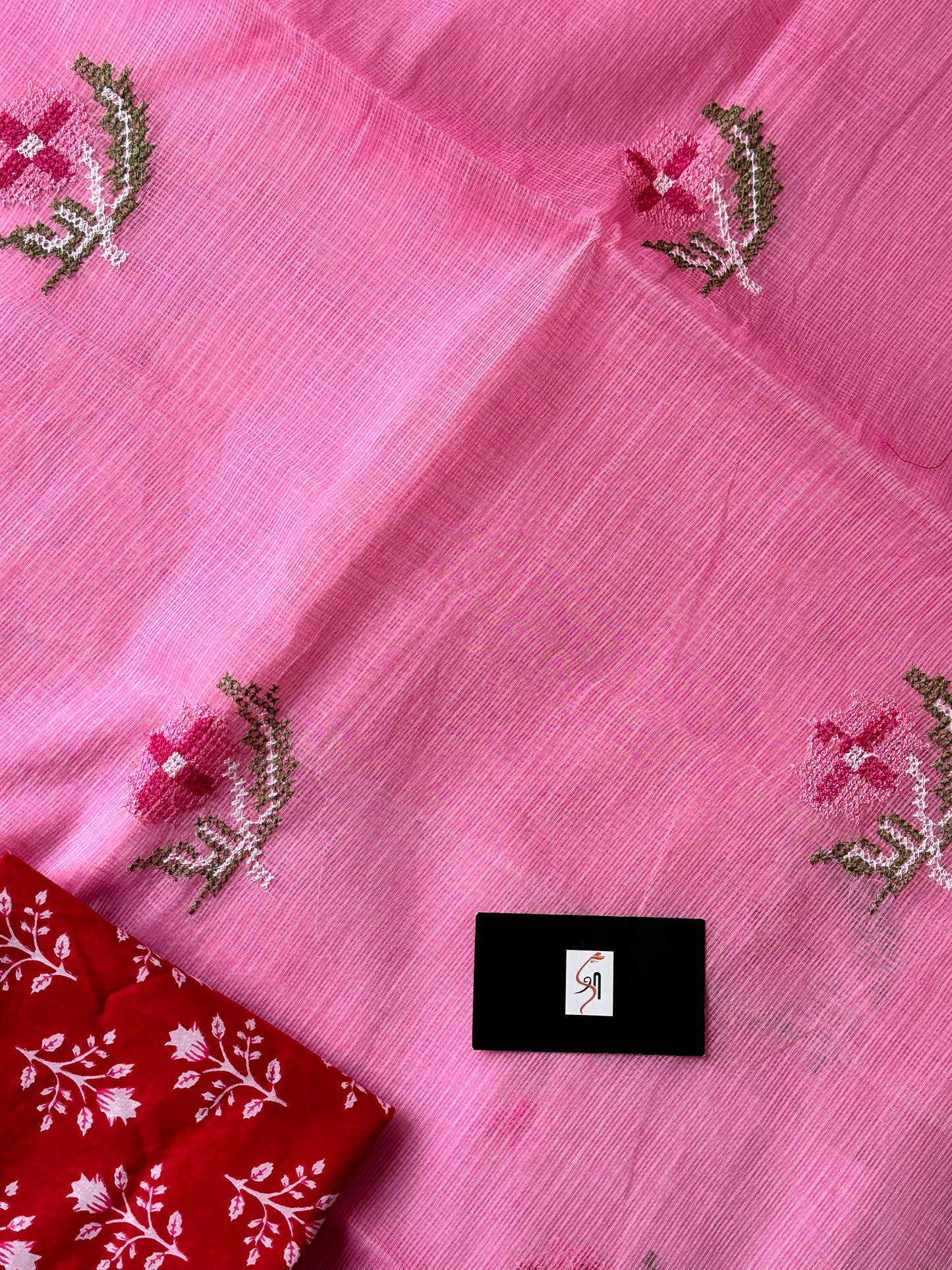 Embroidered Kota Cotton Doria Saree