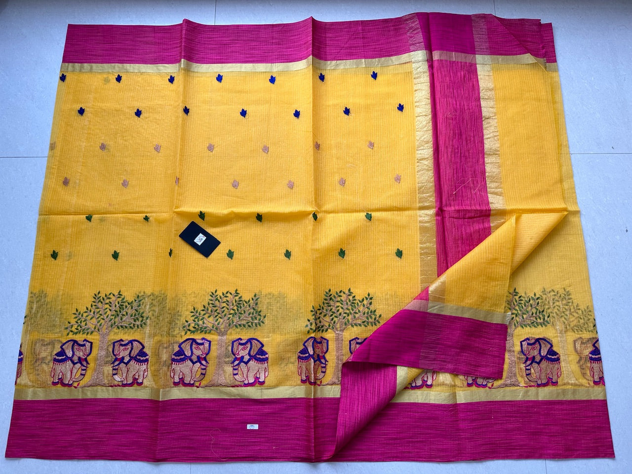 Embroidered Kota Cotton Doria Saree