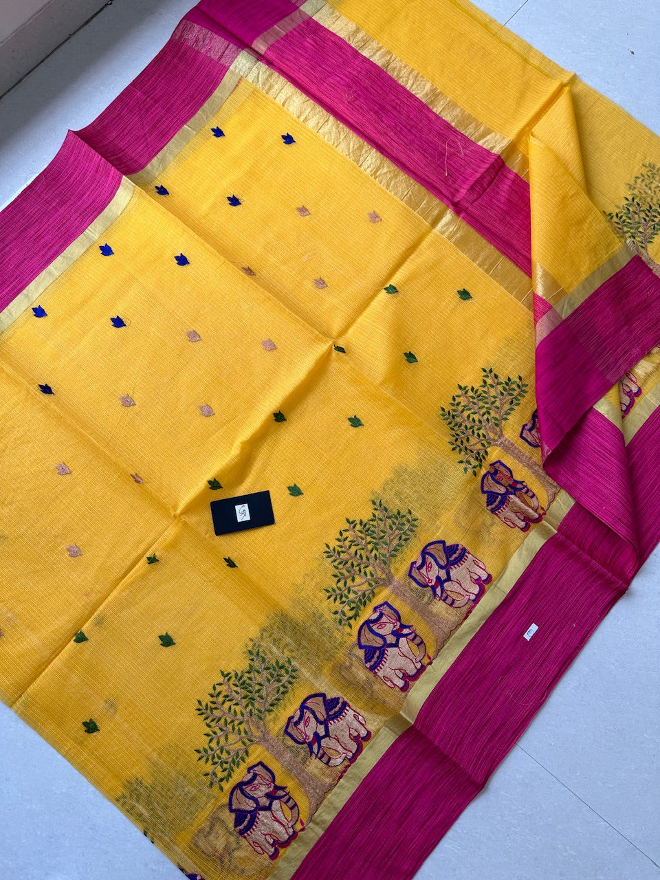 Embroidered Kota Cotton Doria Saree