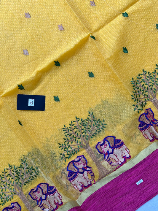 Embroidered Kota Cotton Doria Saree