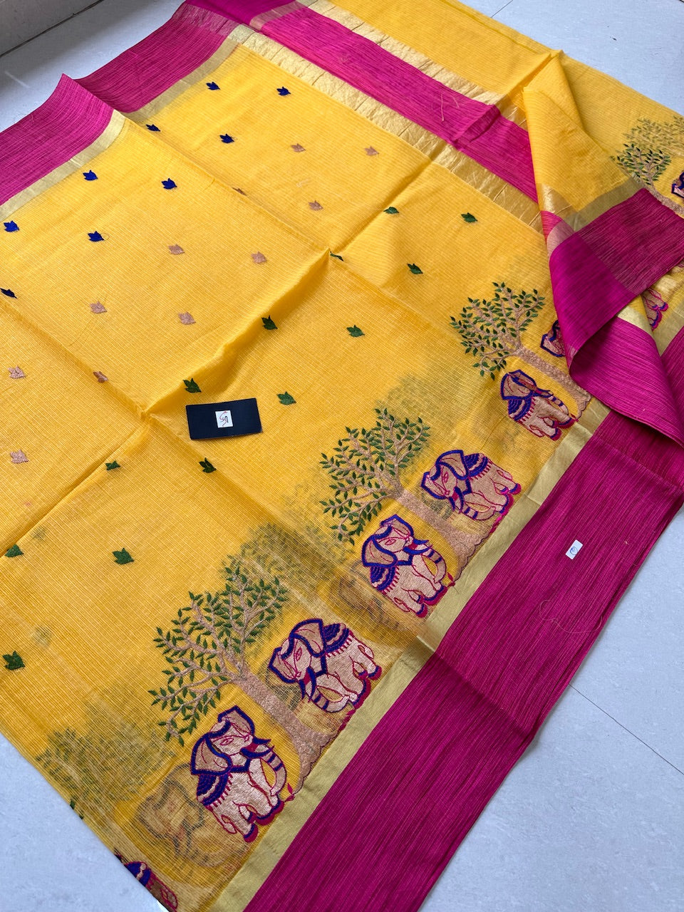 Embroidered Kota Cotton Doria Saree