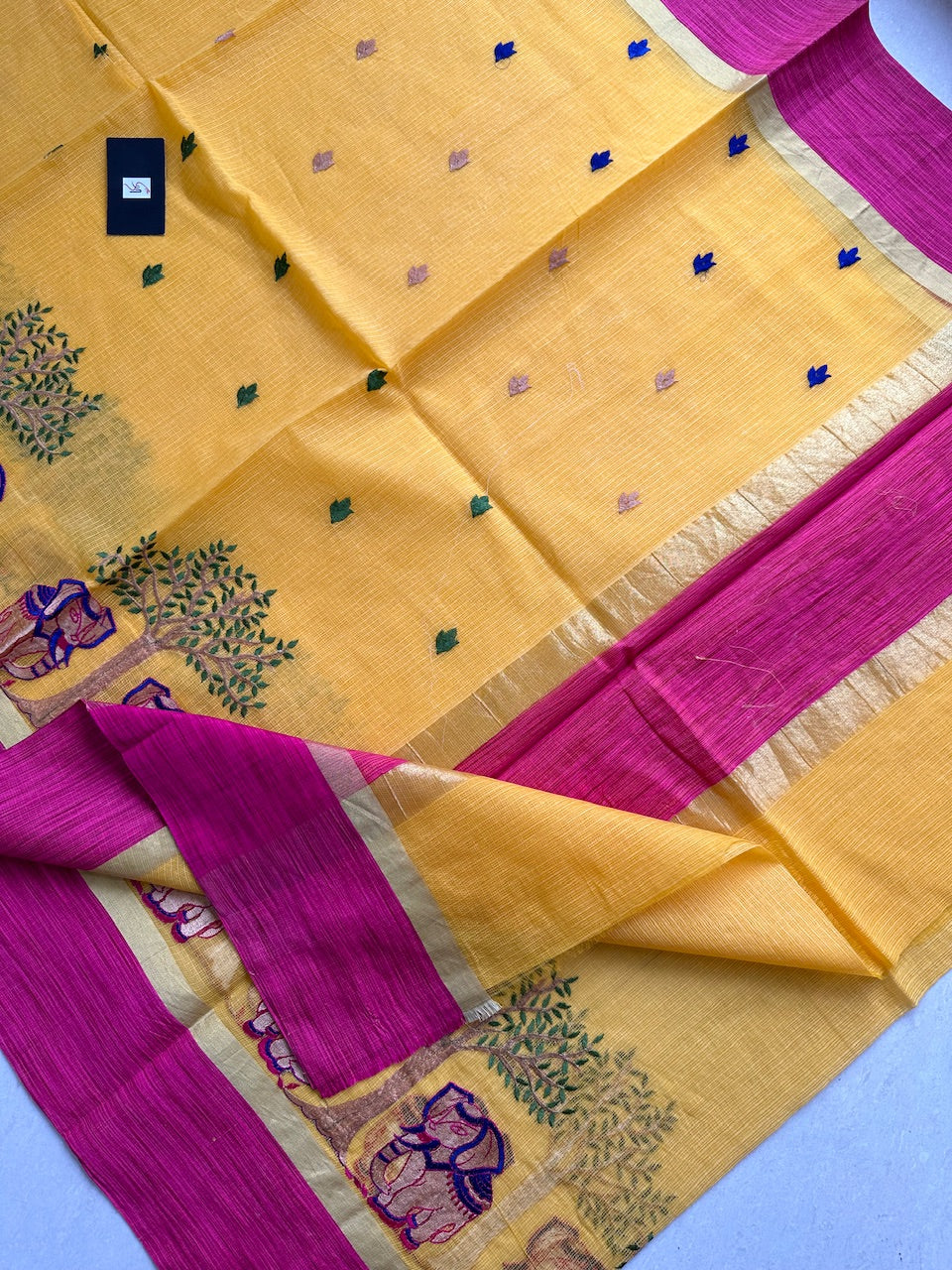 Embroidered Kota Cotton Doria Saree