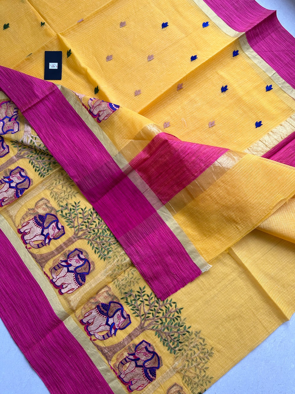 Embroidered Kota Cotton Doria Saree