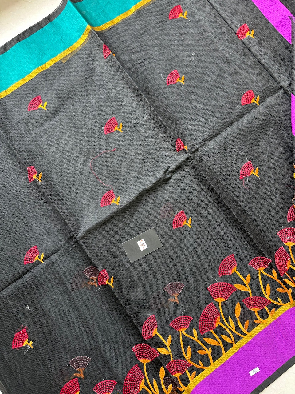 Embroidered Kota Cotton Doria Saree