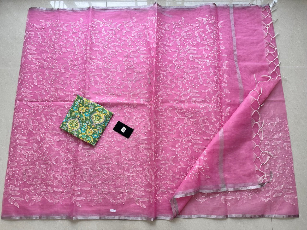 Embroidered Kota Cotton Doria Saree