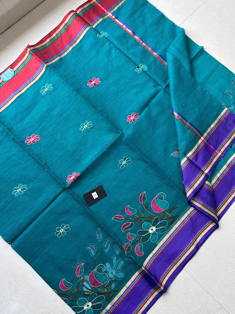 Embroidered Kota Cotton Doria Saree