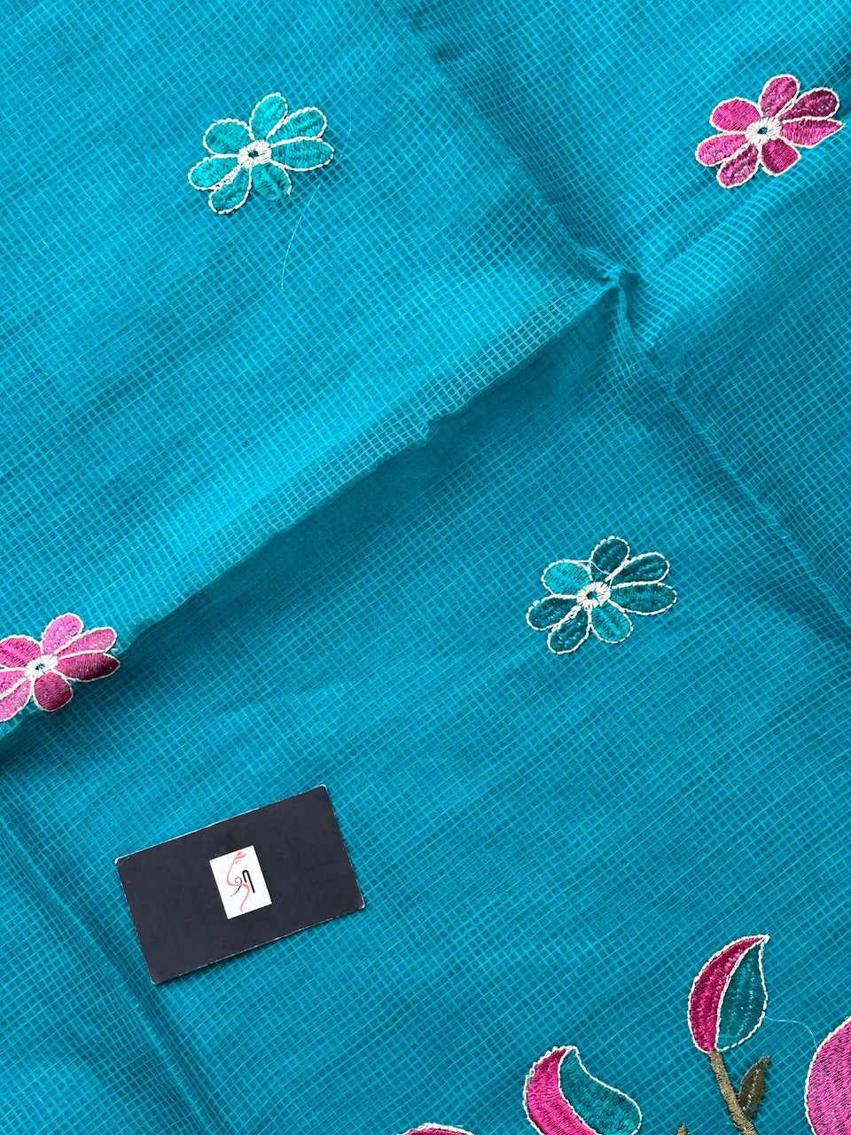 Embroidered Kota Cotton Doria Saree