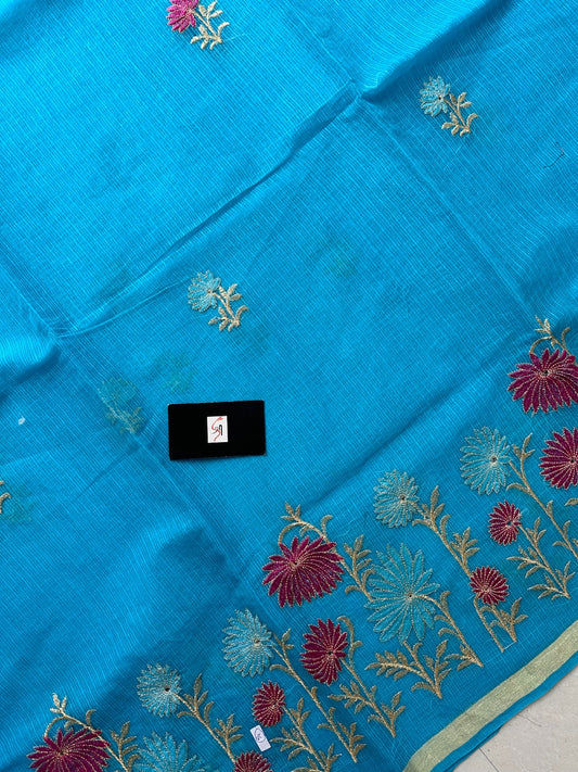 Embroidered Kota Cotton Doria Saree