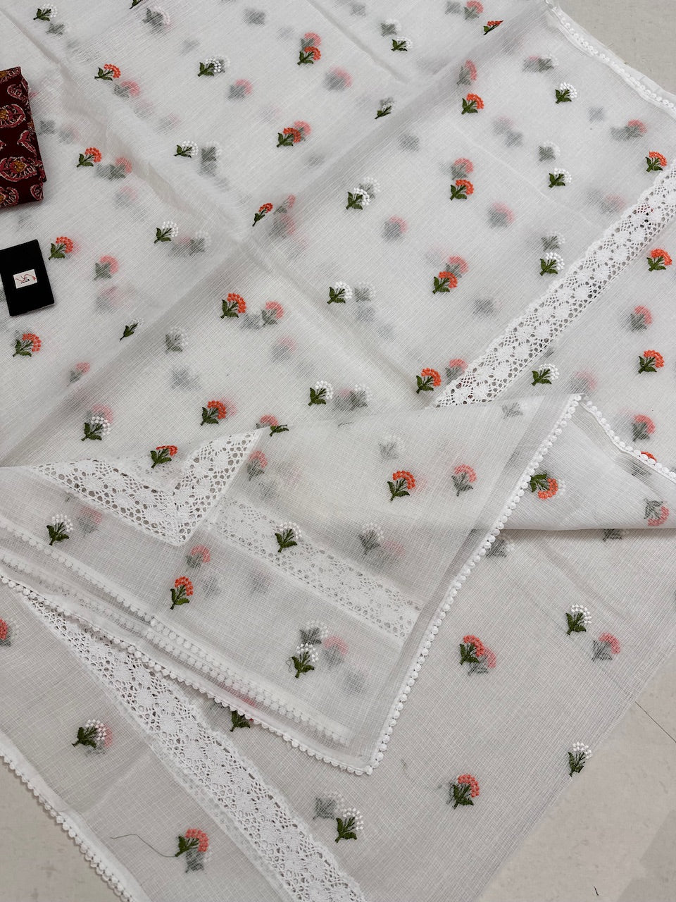 Embroidered  Kota Cotton Doria Saree