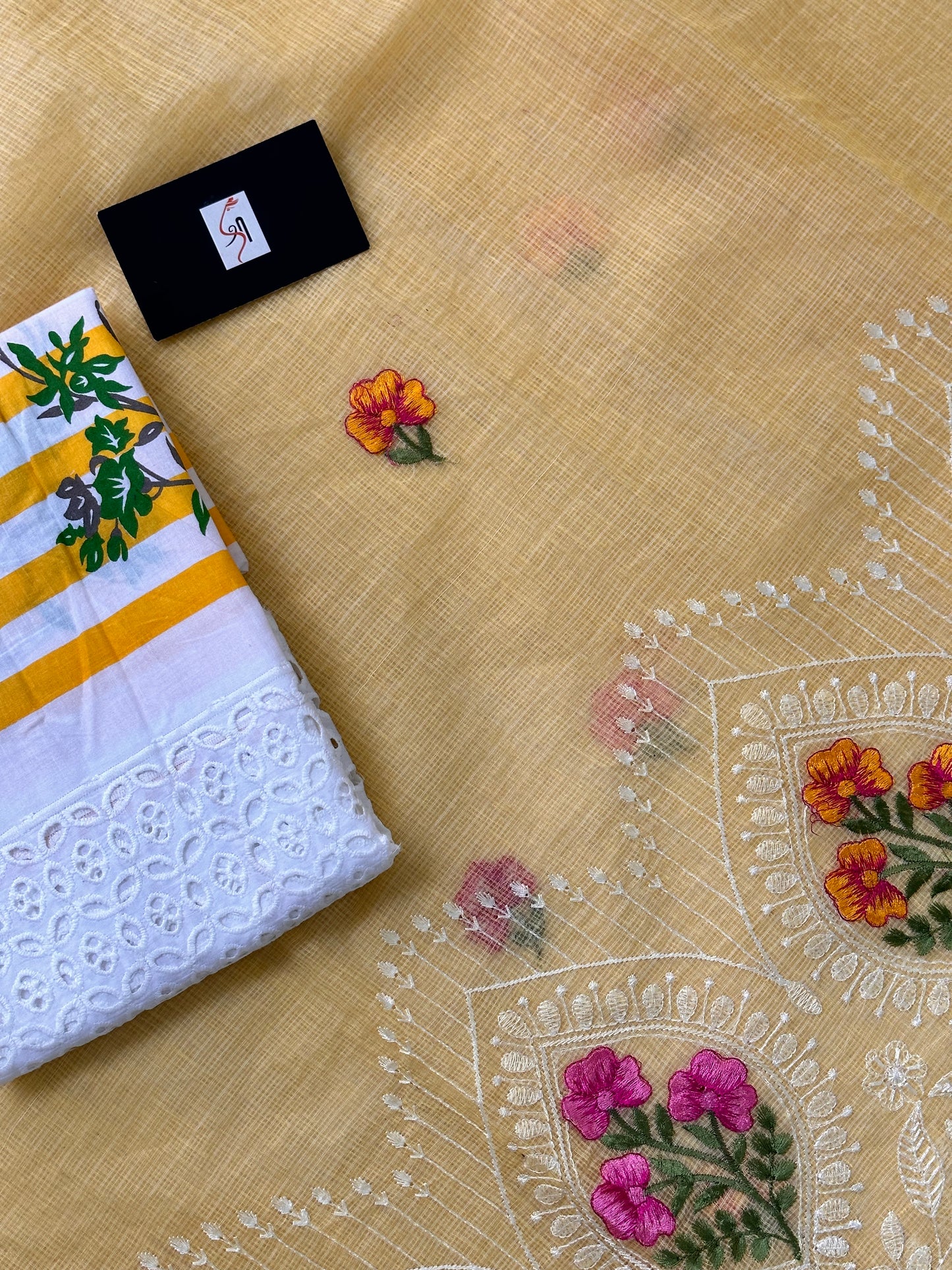 Embroidered Kota Cotton Doria Saree