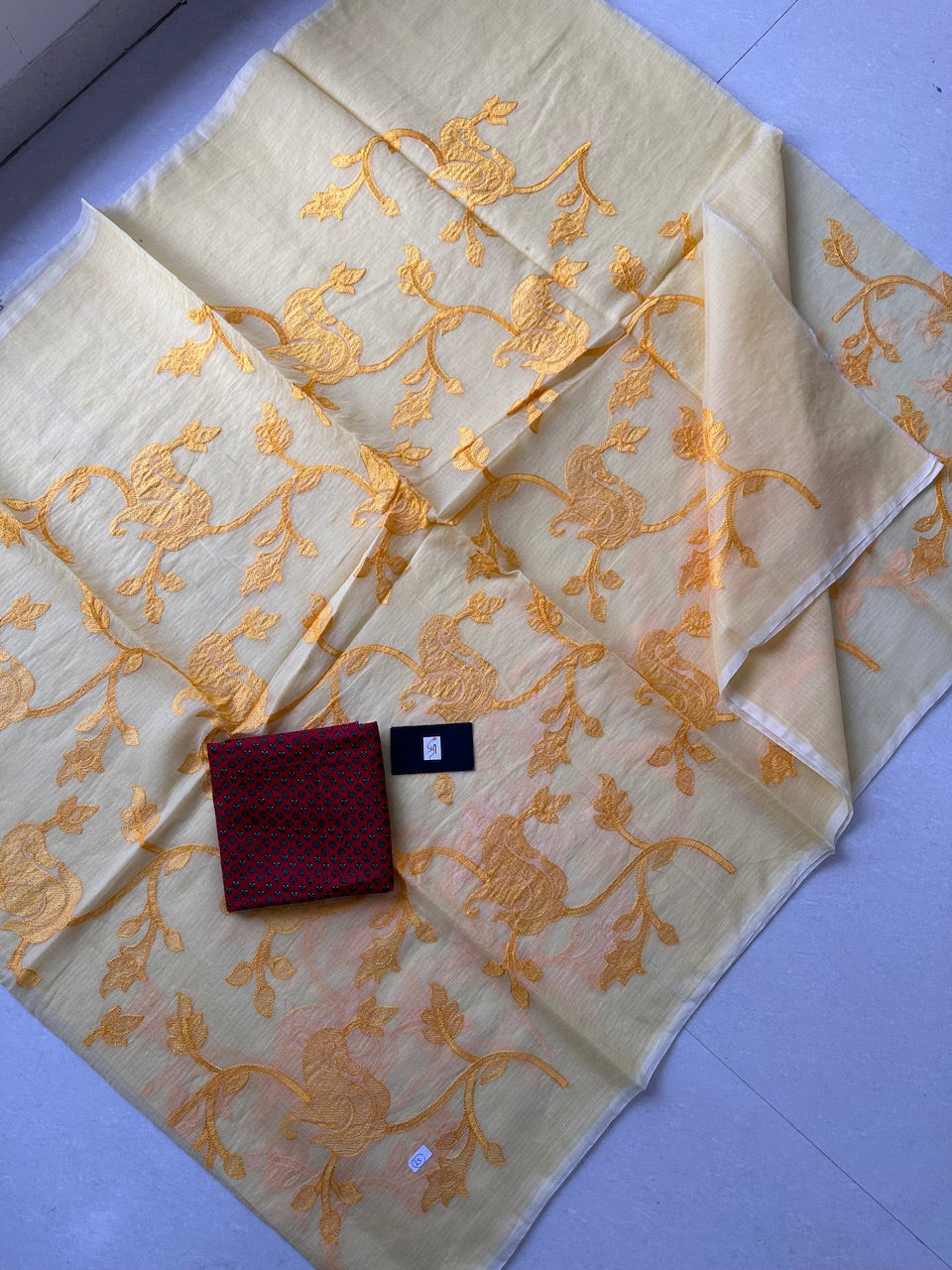 Embroidered Kota Cotton Doria Saree