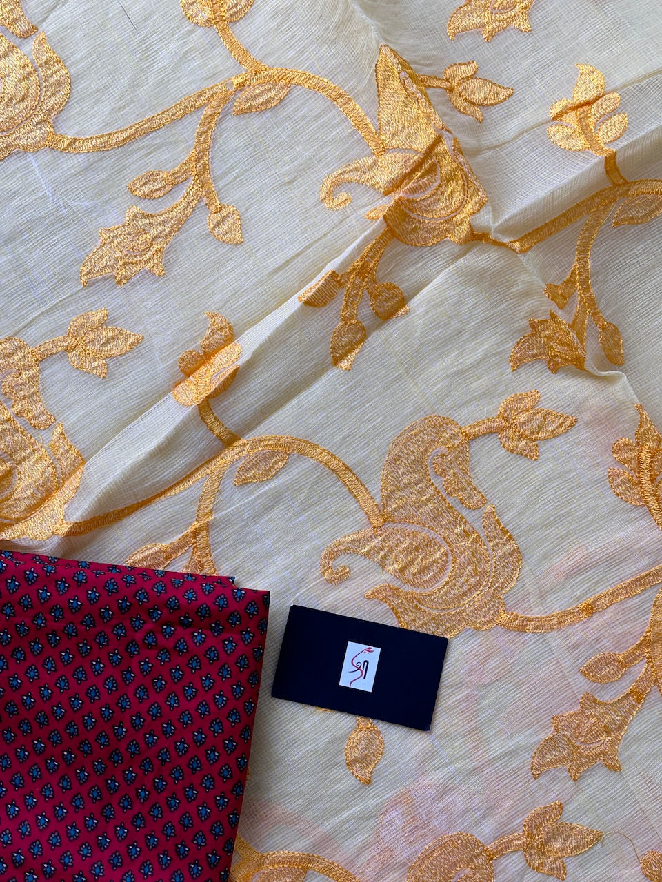 Embroidered Kota Cotton Doria Saree