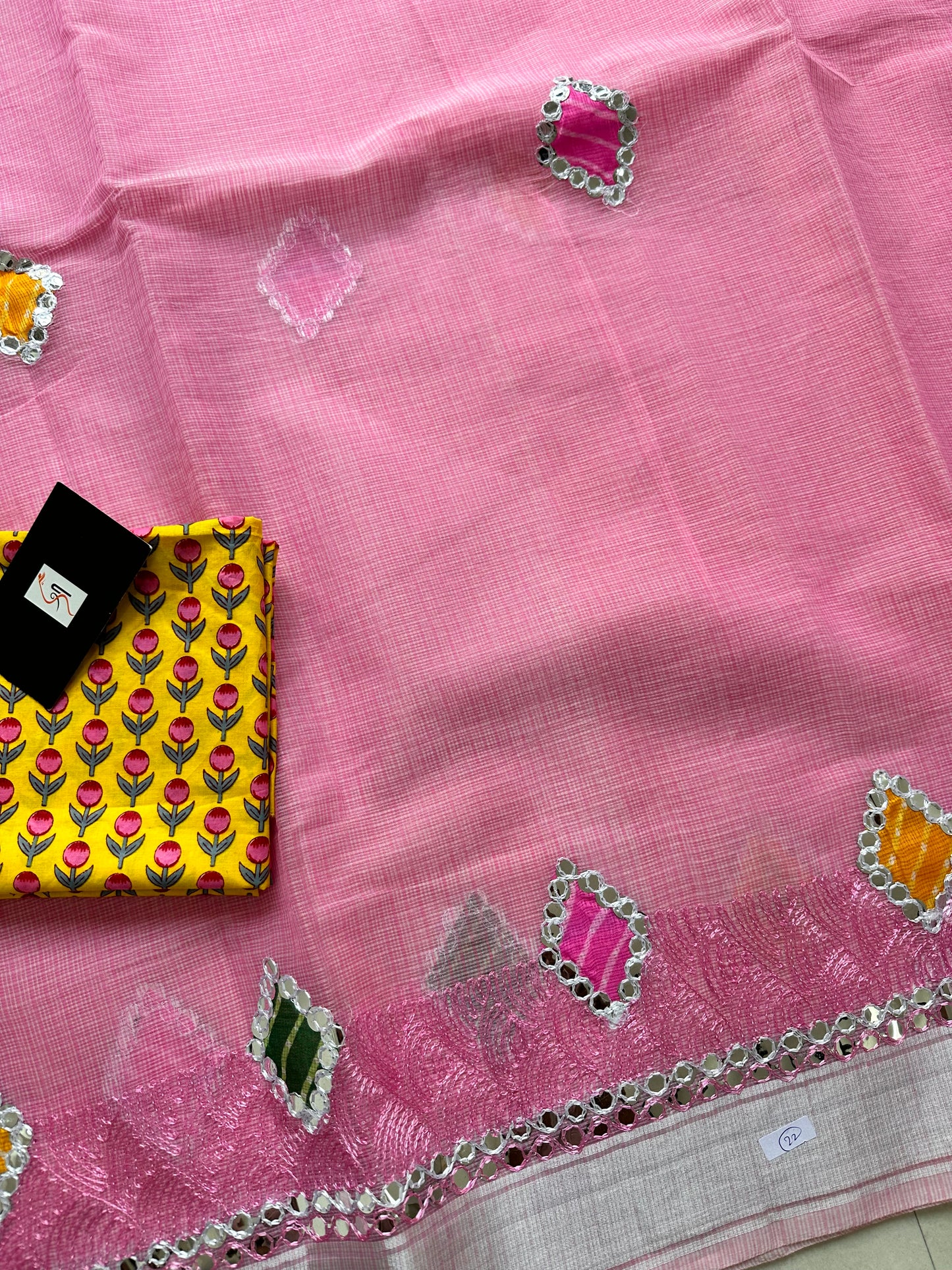 Embroidered Kota Cotton Doria Saree