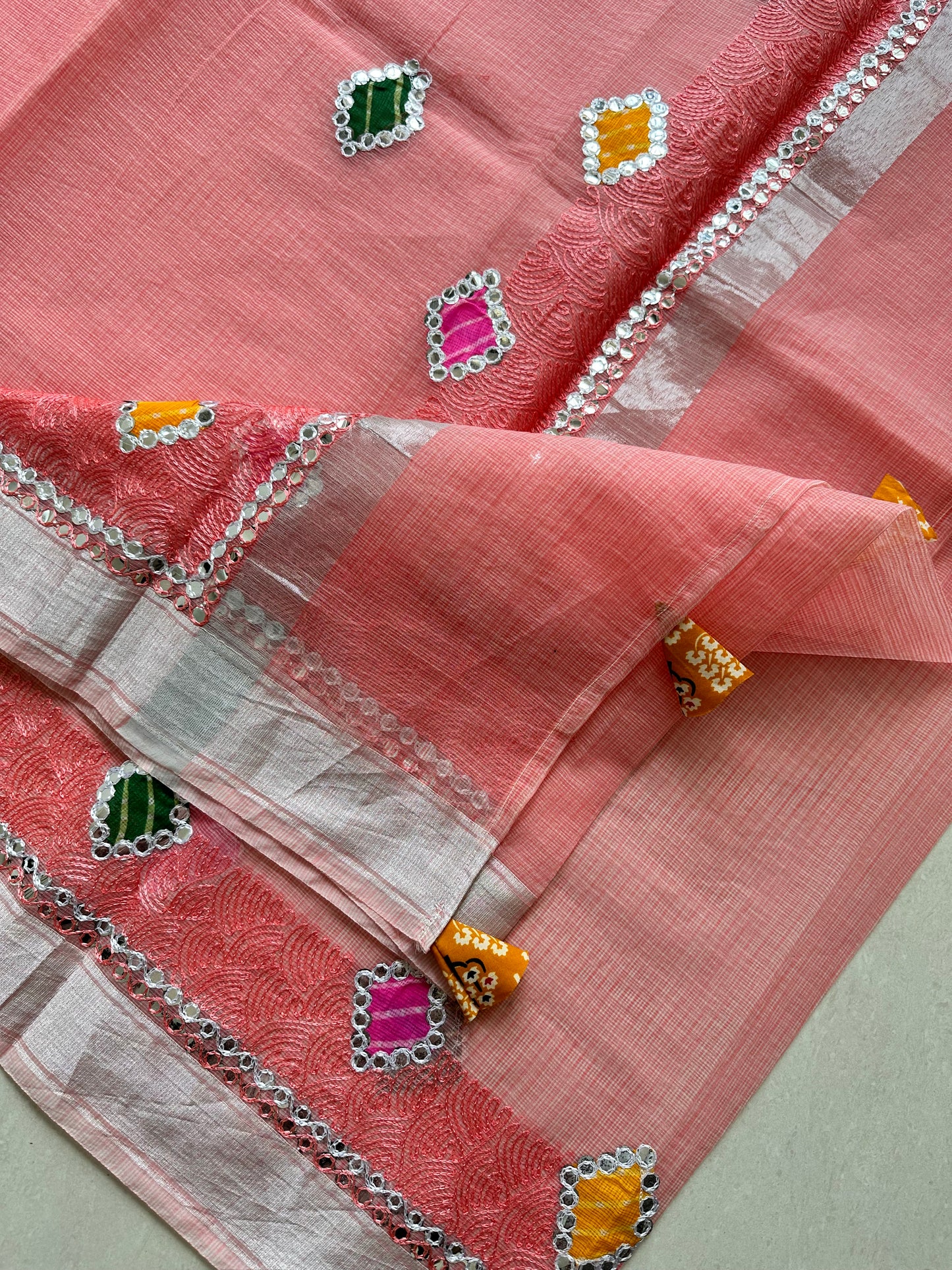 Embroidered Kota Cotton Doria Saree