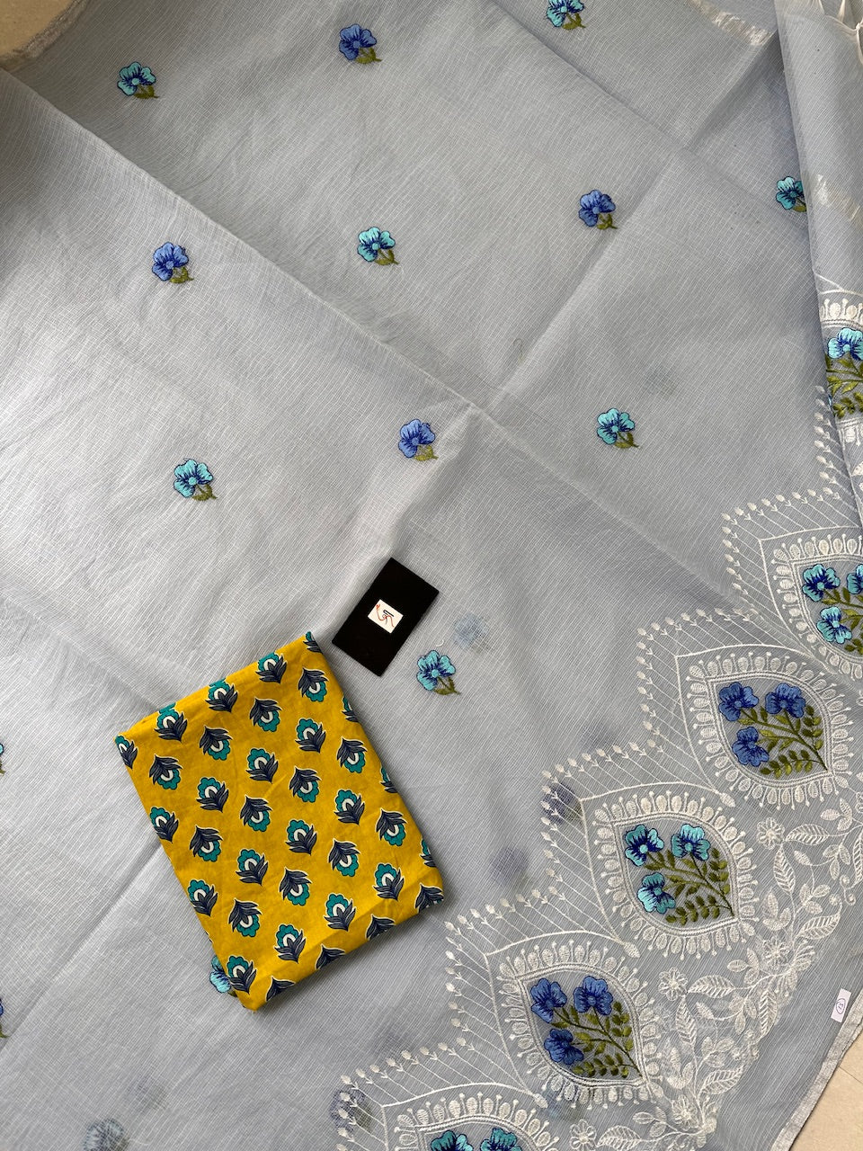 Embroidered Kota Cotton Doria Saree