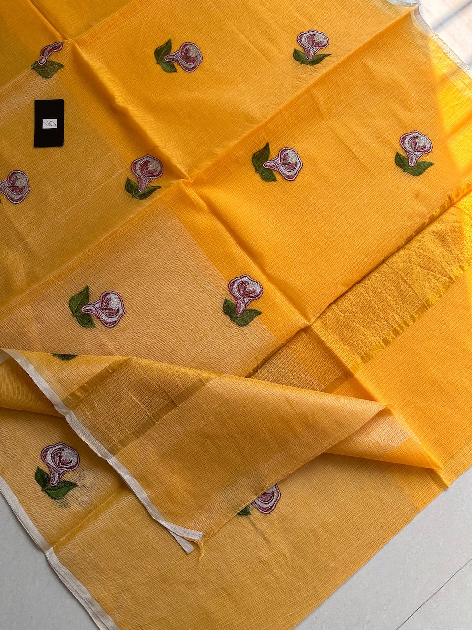 Embroidered Kota Cotton Doria Saree