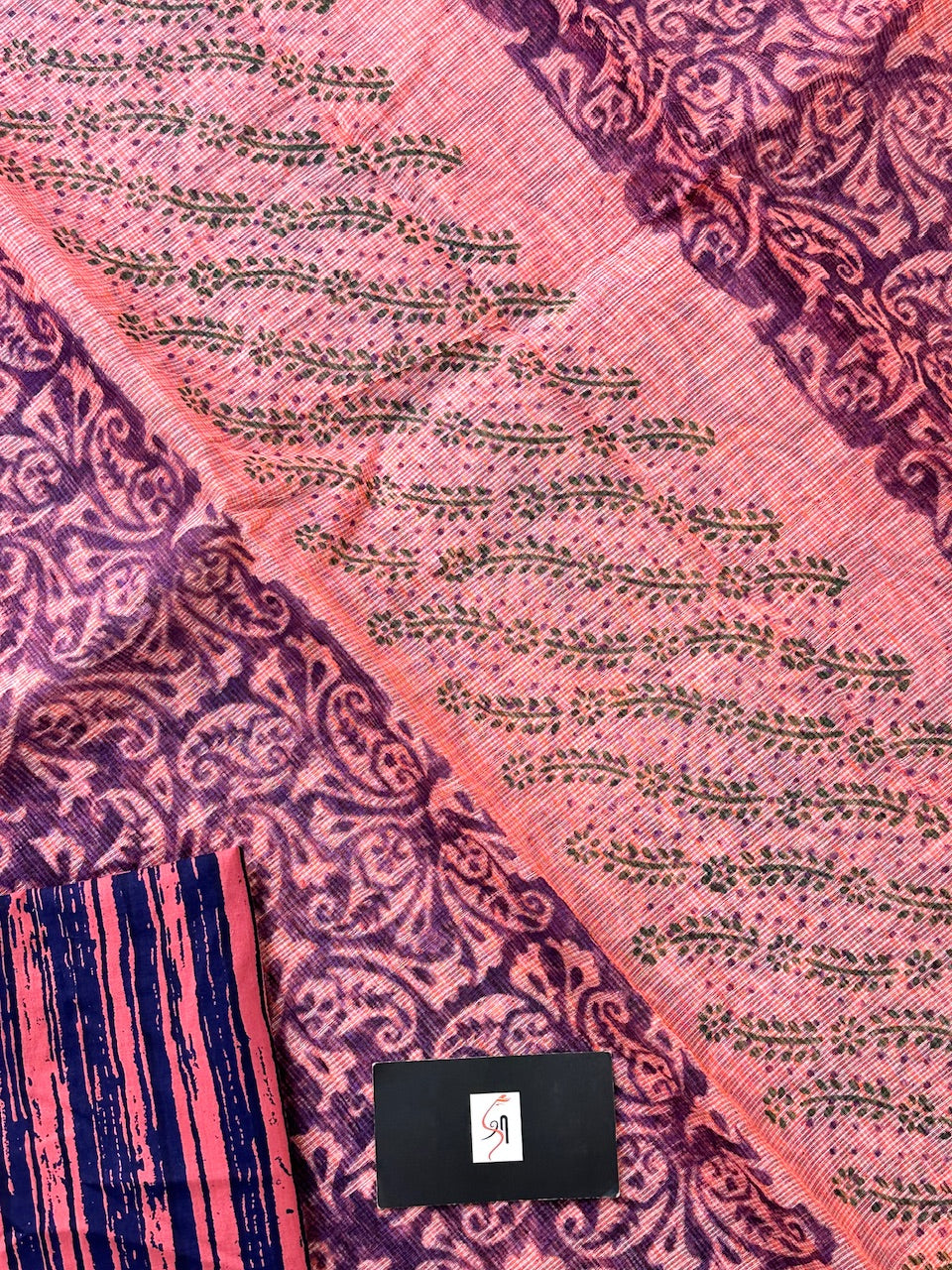 HandBlock Printed Kota Cotton Doria Saree