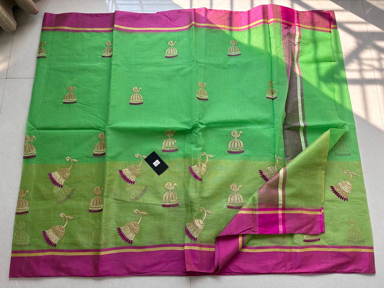 Embroidered Kota Cotton Doria Saree