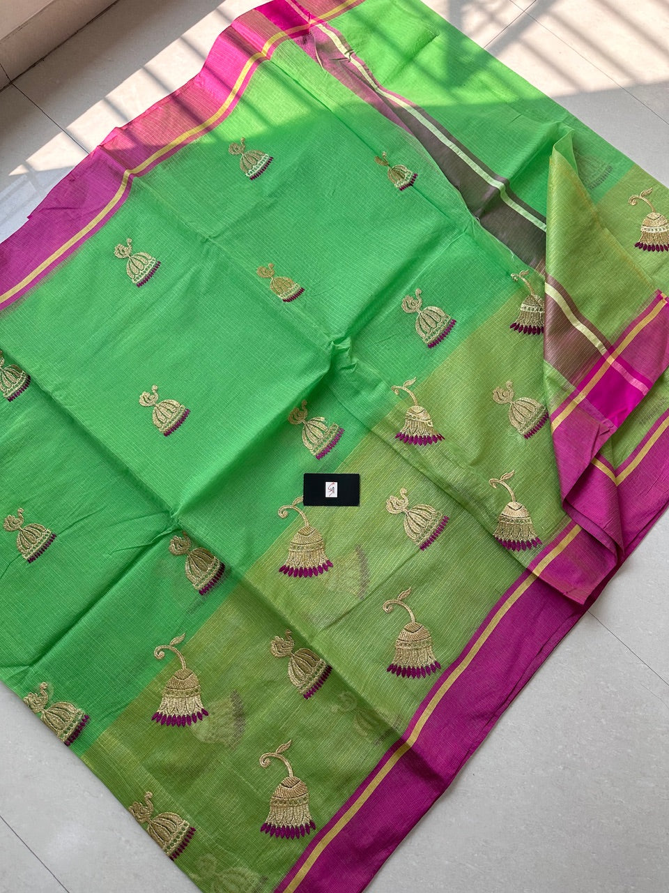 Embroidered Kota Cotton Doria Saree