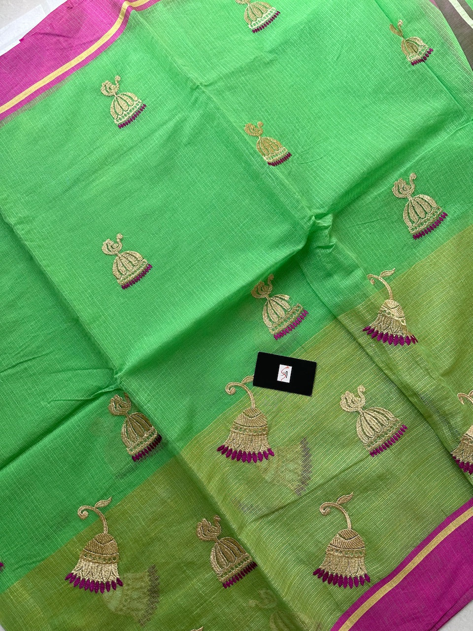 Embroidered Kota Cotton Doria Saree