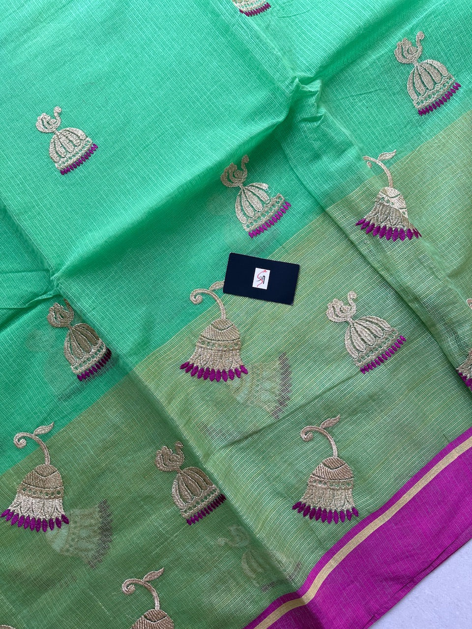 Embroidered Kota Cotton Doria Saree