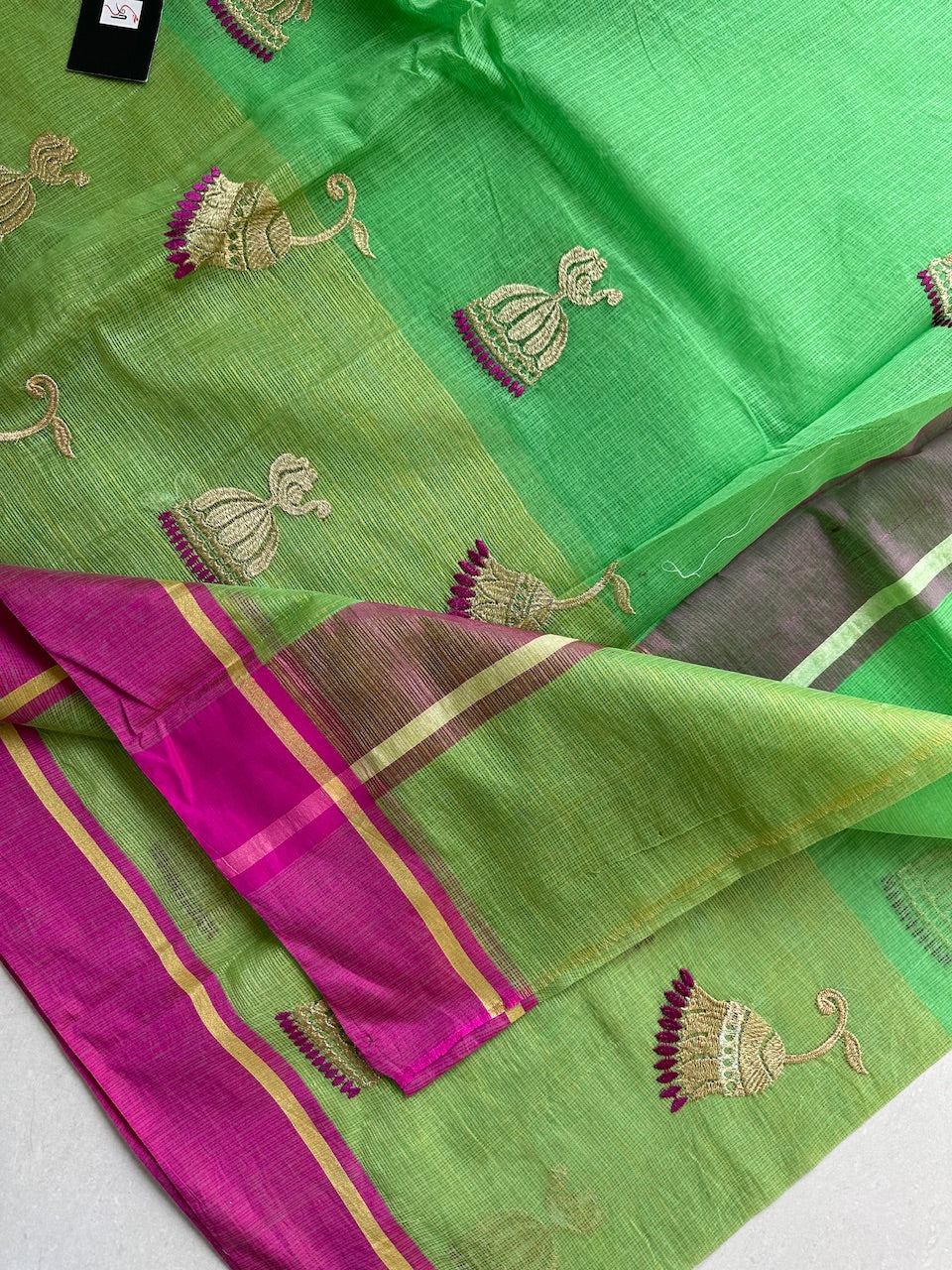 Embroidered Kota Cotton Doria Saree