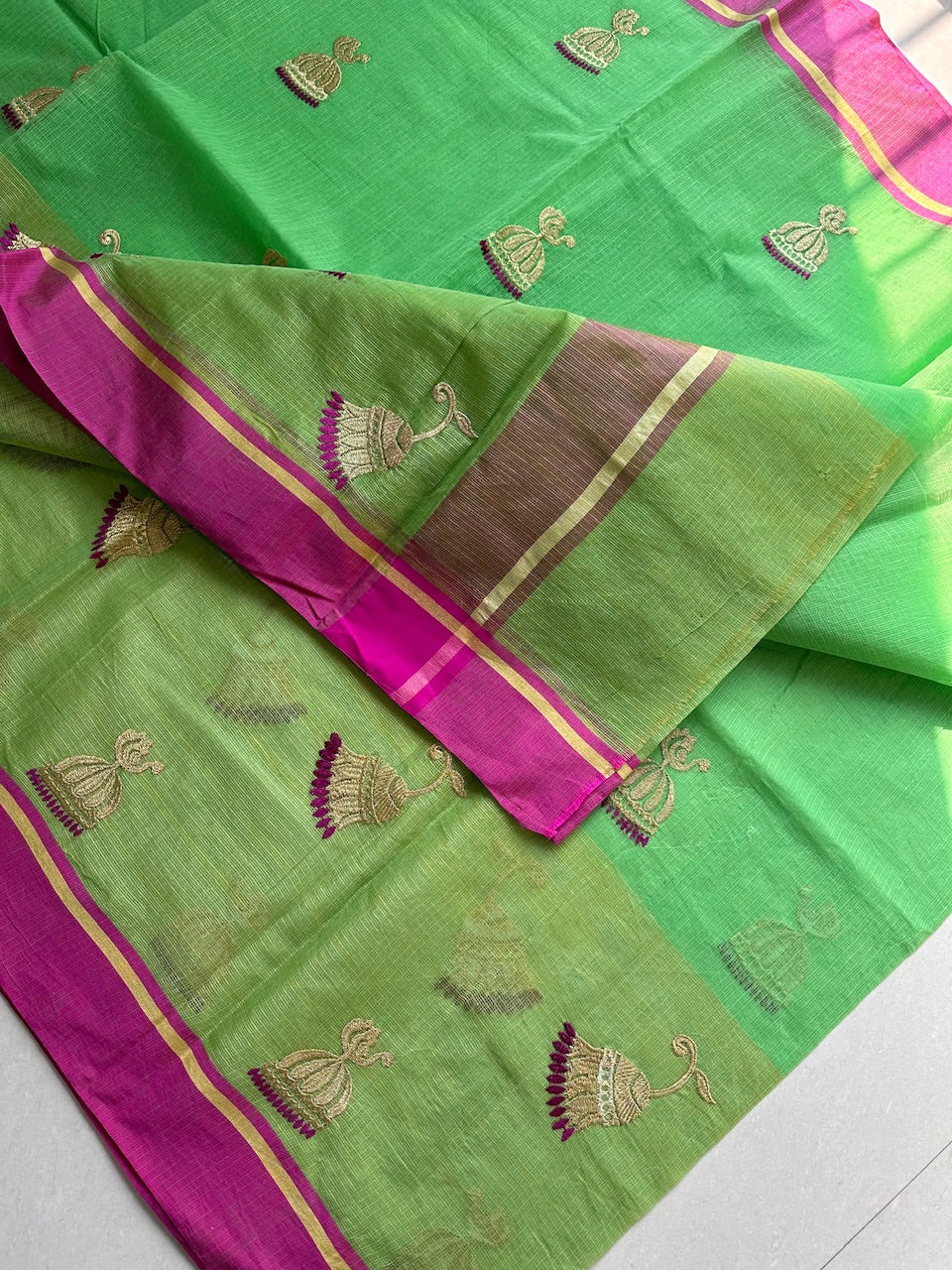 Embroidered Kota Cotton Doria Saree