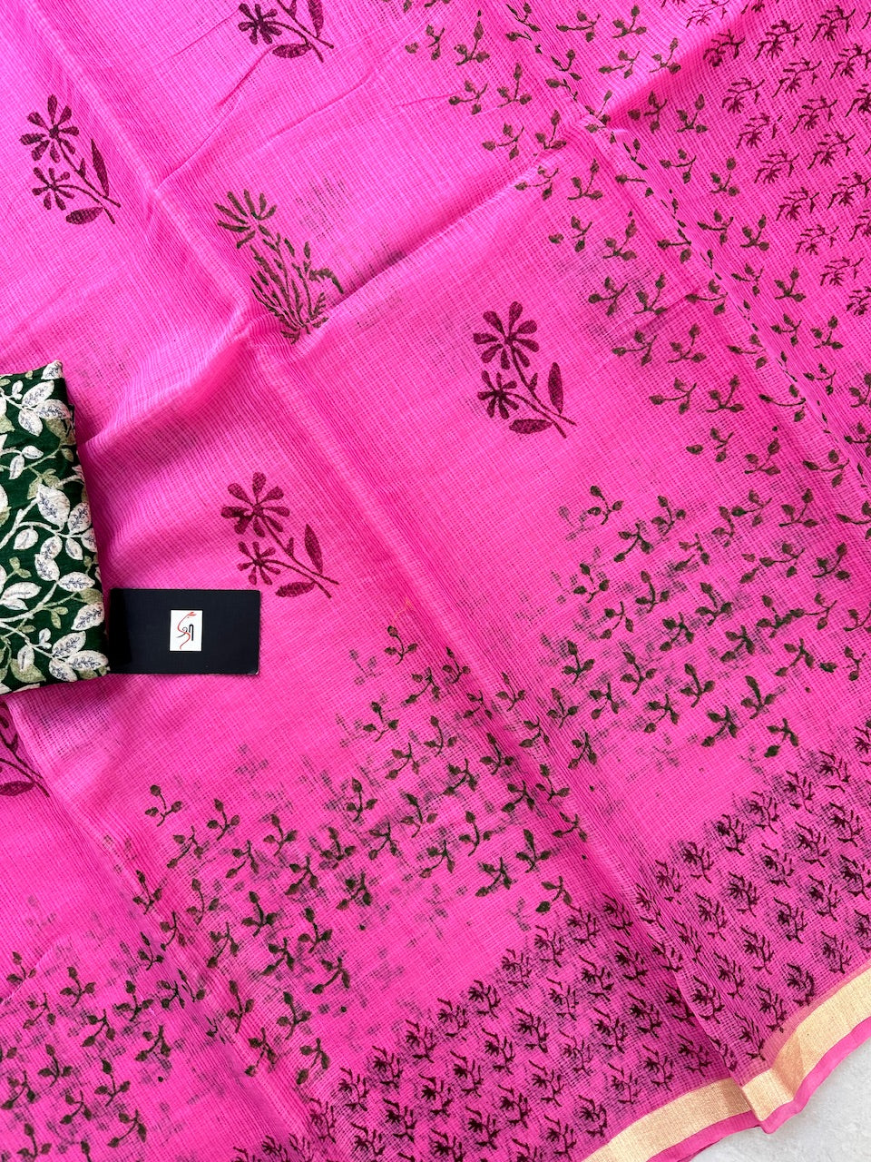 HandBlock Printed Kota Cotton Doria Saree