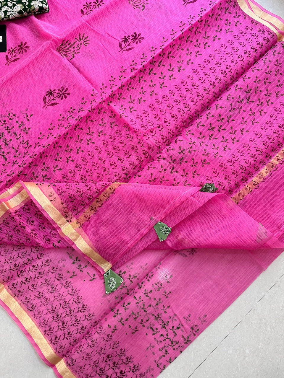 HandBlock Printed Kota Cotton Doria Saree