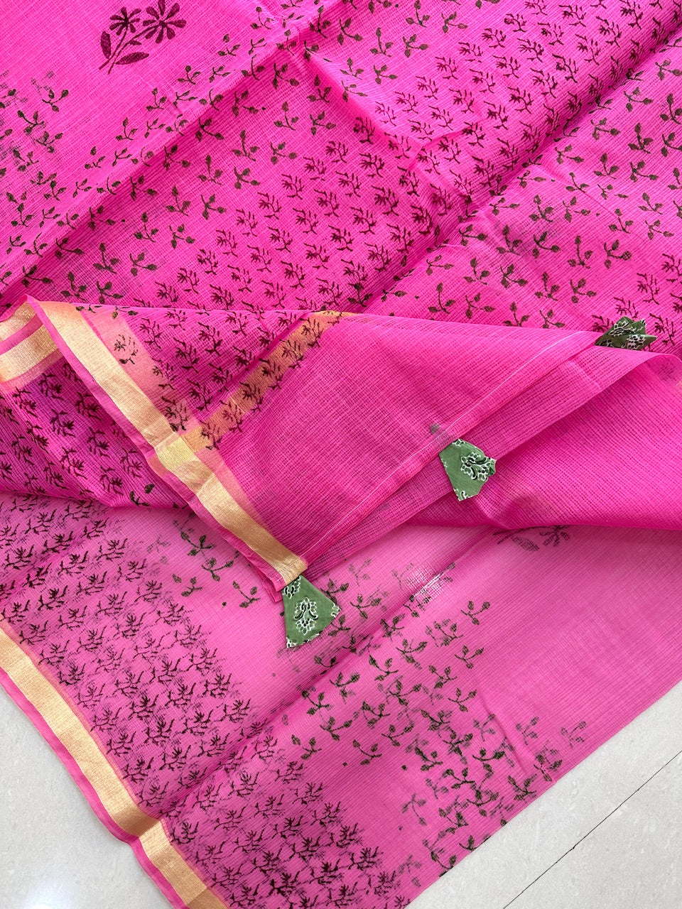 HandBlock Printed Kota Cotton Doria Saree