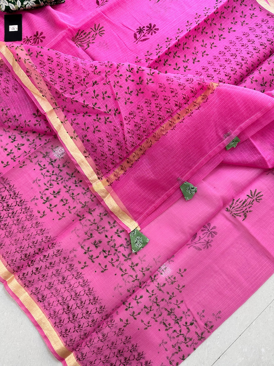 HandBlock Printed Kota Cotton Doria Saree