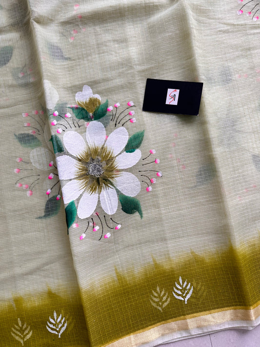 Handpainted Kota Cotton Doria Saree