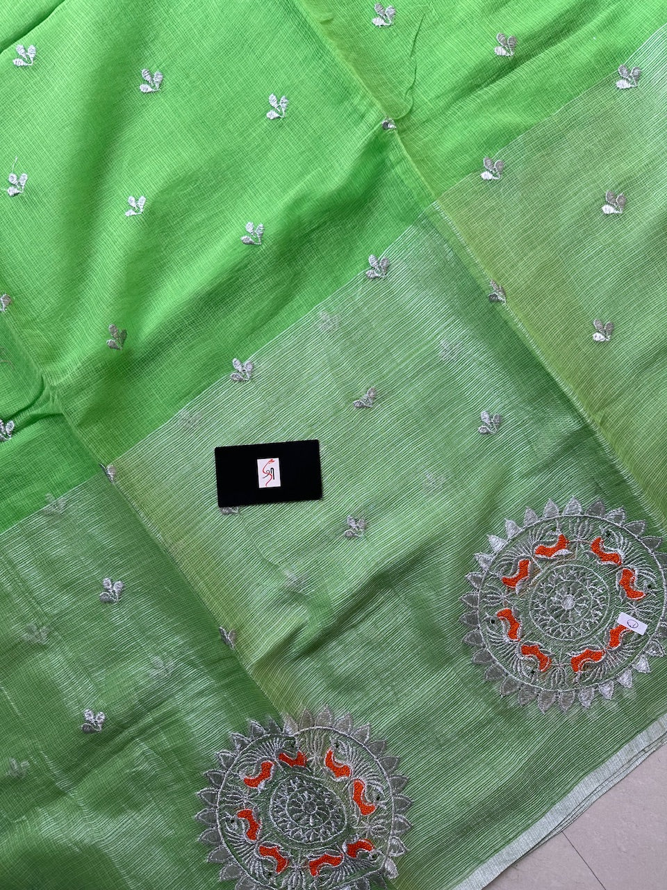 Embroidered Kota Cotton Tissue Doria Saree