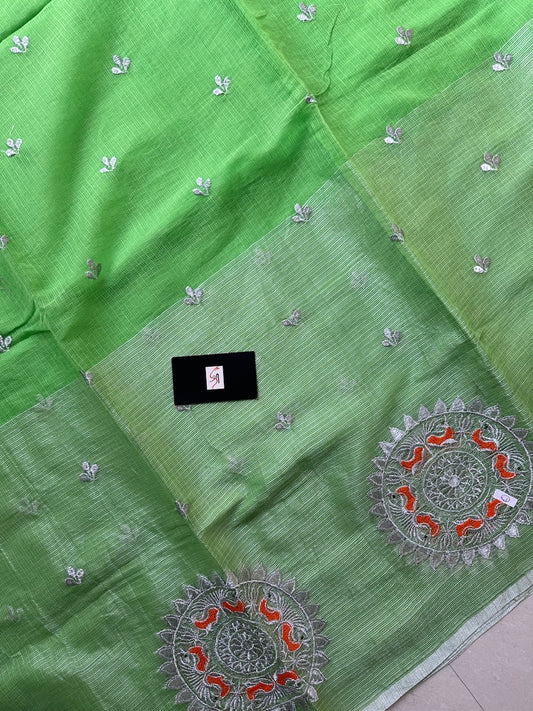 Embroidered Kota Cotton Tissue Doria Saree