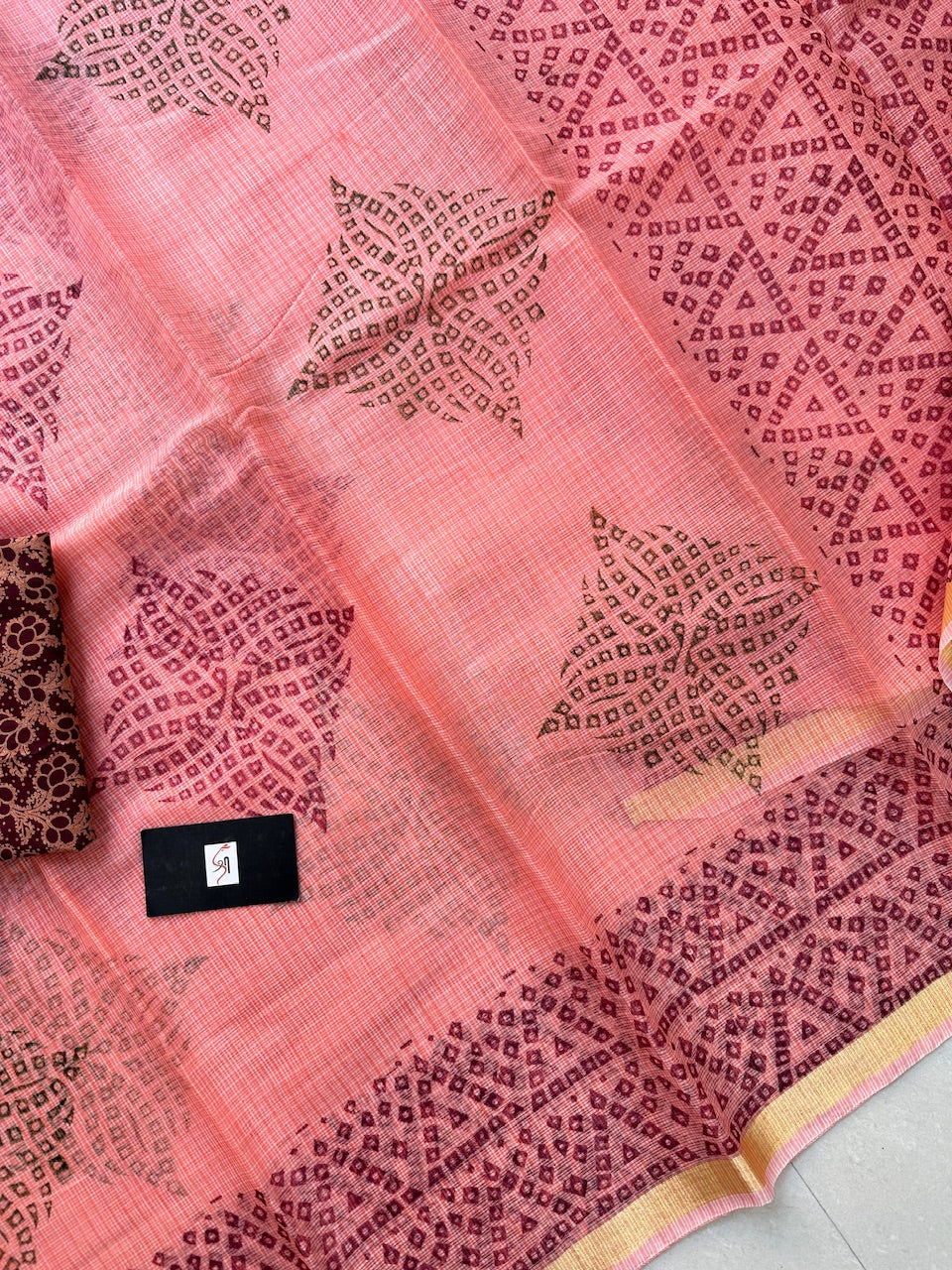 HandBlock Printed Kota Cotton Doria Saree