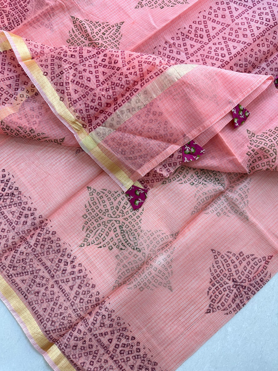 HandBlock Printed Kota Cotton Doria Saree