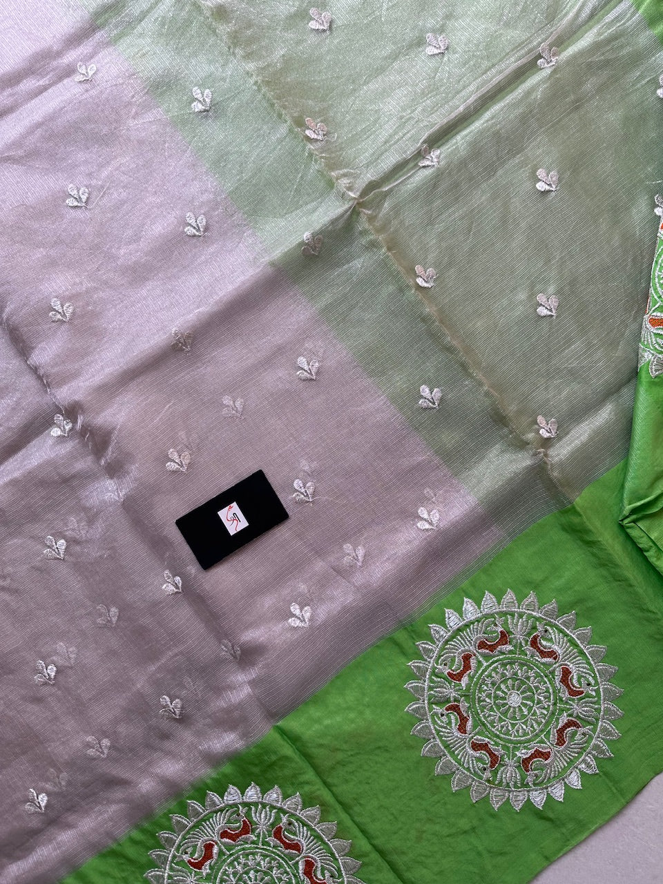 Pure Embroidered Kota Cotton Tissue Doria Saree