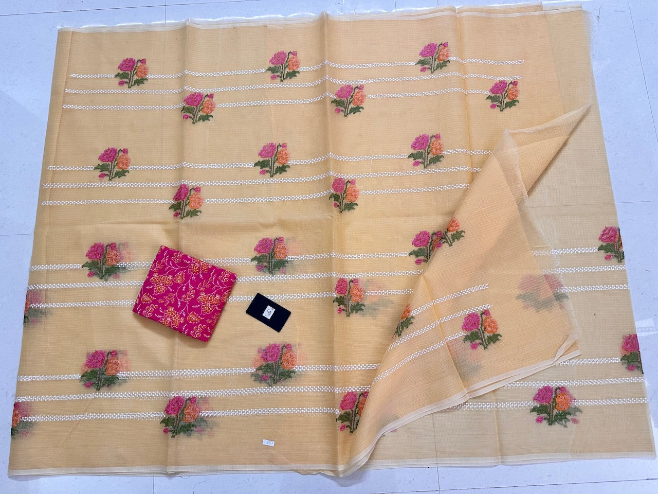 Embroidered Kota Cotton Doria Saree