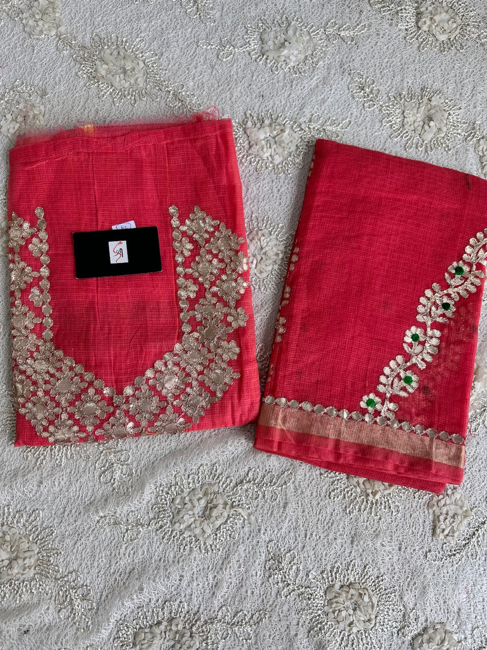 Embroidered Gota Patti Kota Cotton Doria Top N Dupatta (Suit)