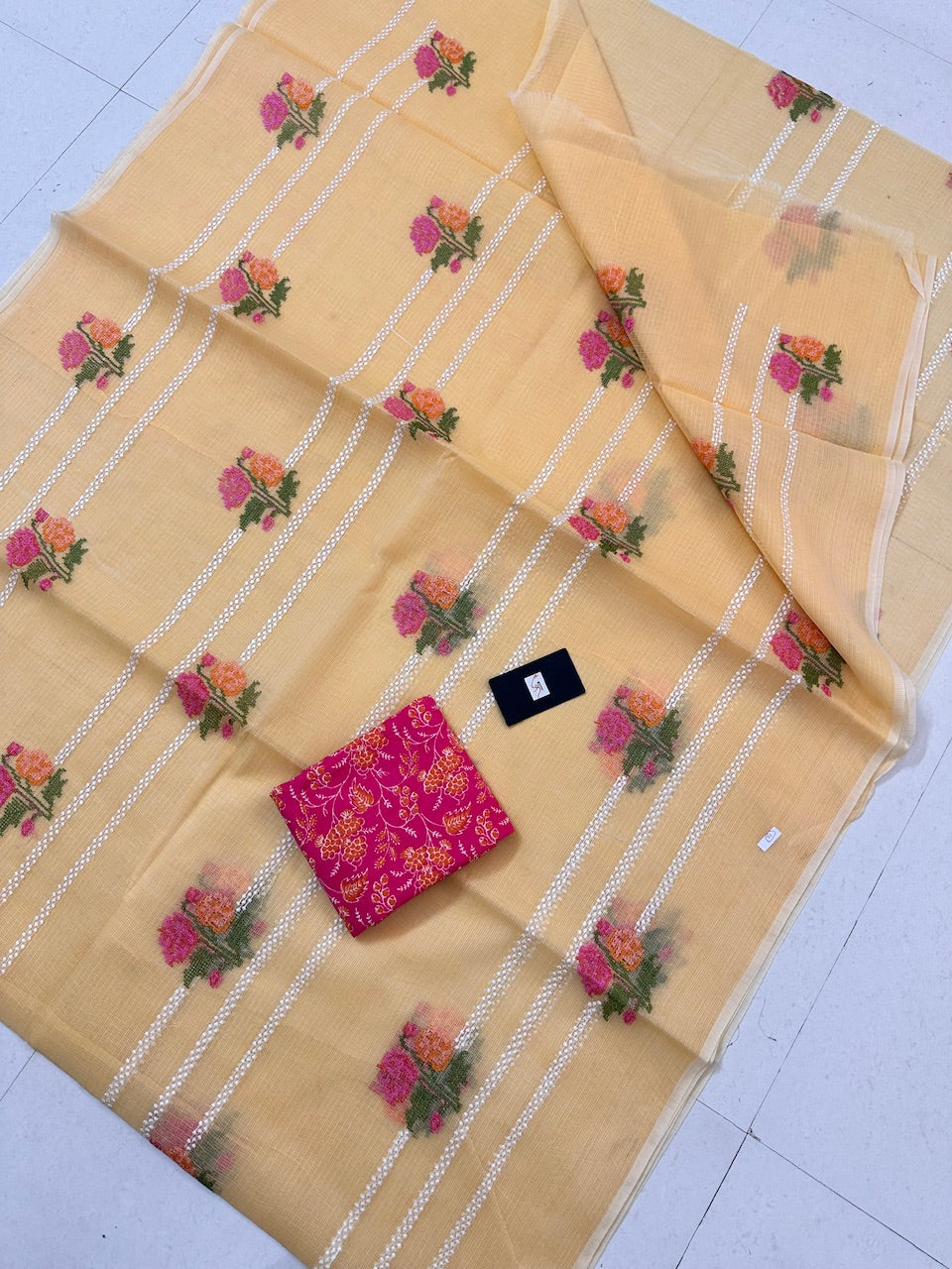 Embroidered Kota Cotton Doria Saree