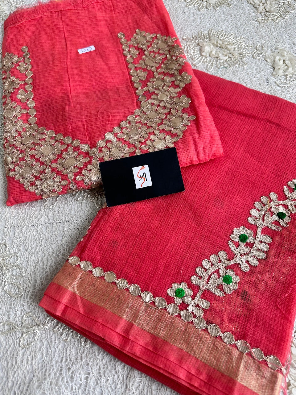 Embroidered Gota Patti Kota Cotton Doria Top N Dupatta (Suit)