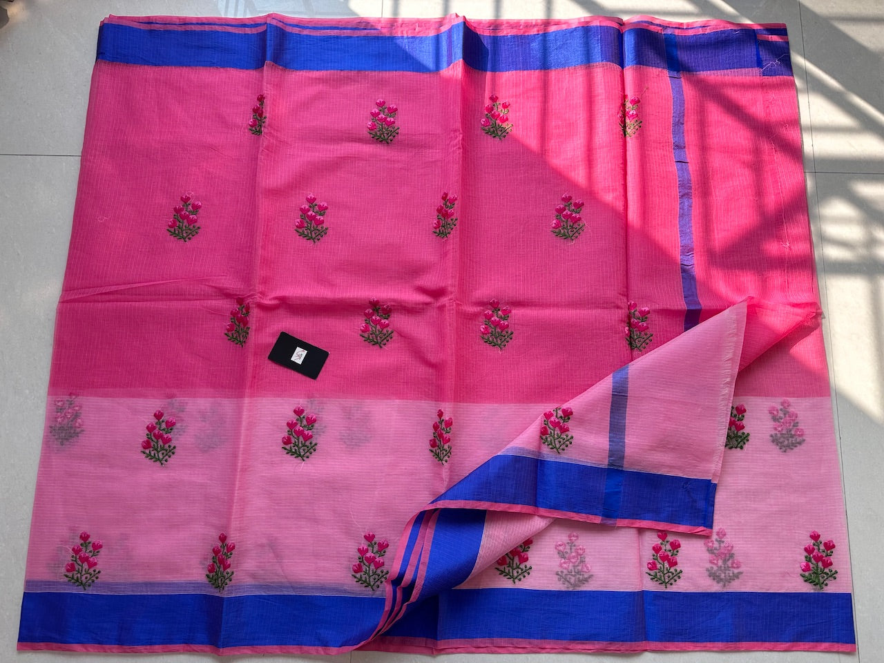 Embroidered Kota Cotton Doria Saree