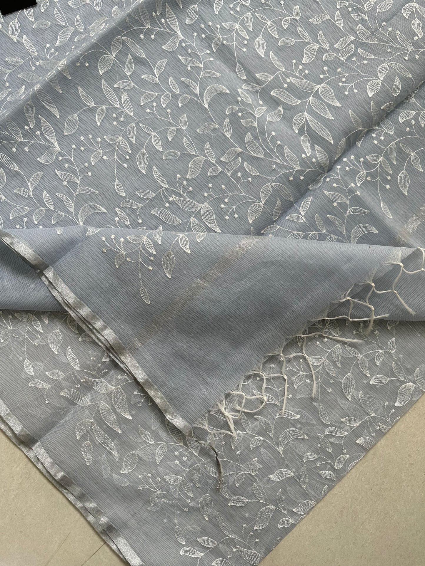 Embroidered Kota Cotton Doria Saree