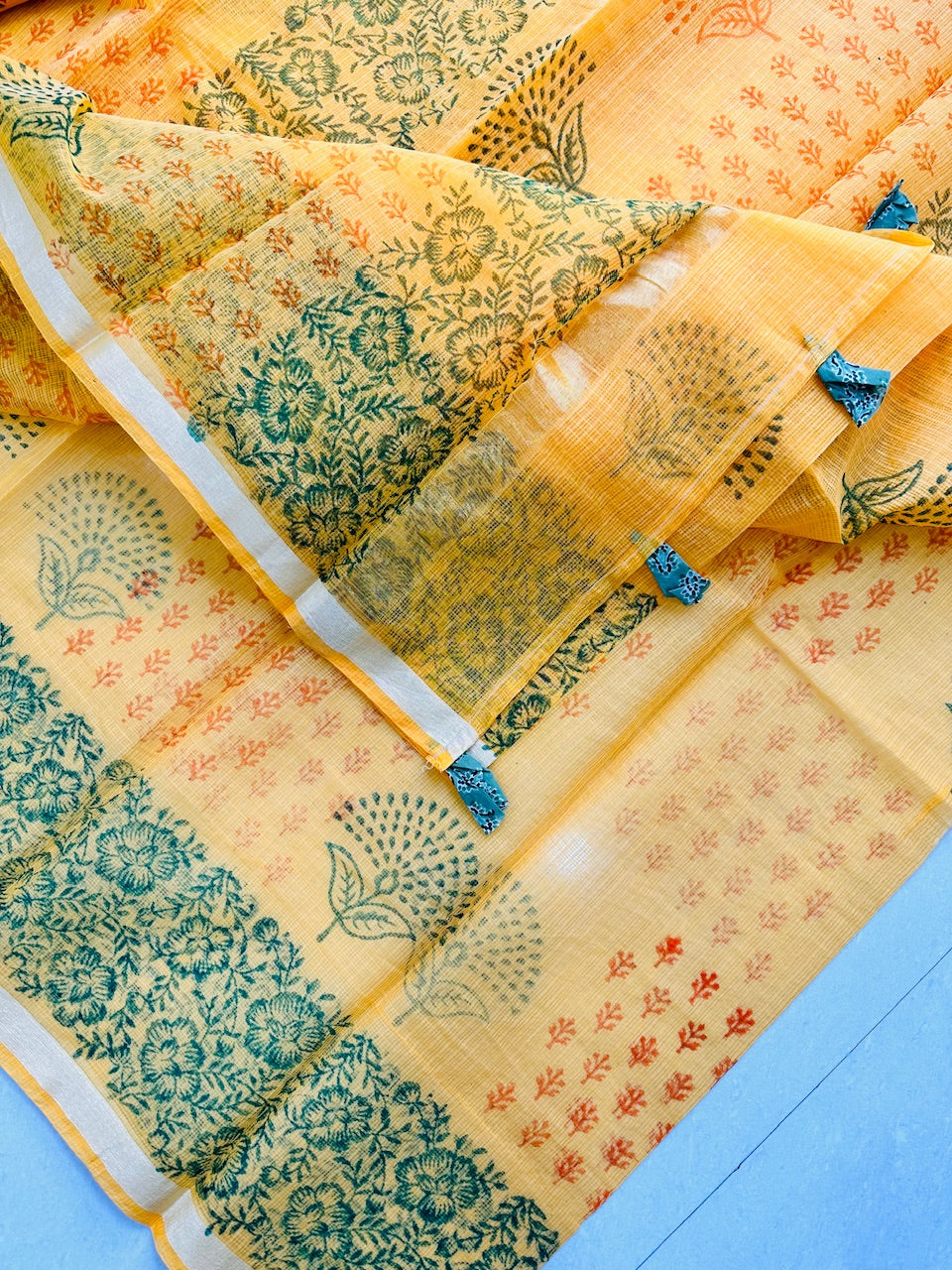 HandBlock Printed Kota Cotton Doria Saree