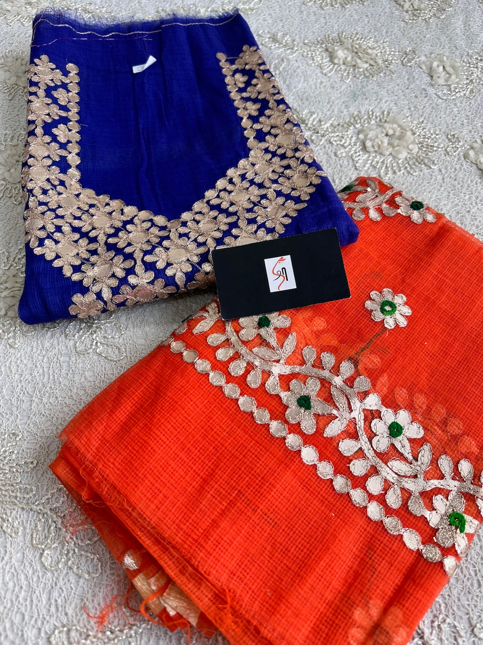 Embroidered Gota Patti Kota Cotton Doria Top N Dupatta (Suit)