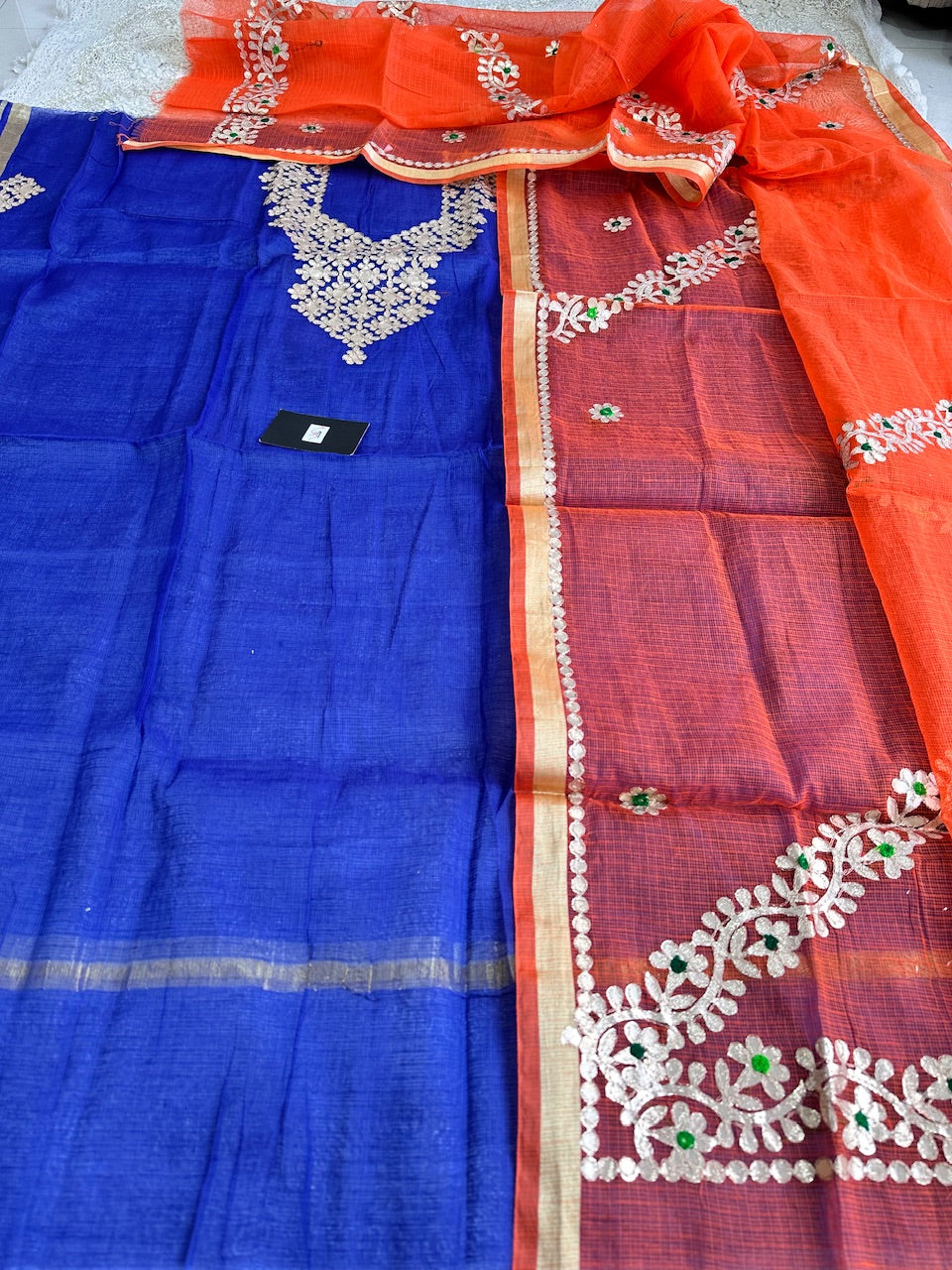 Embroidered Gota Patti Kota Cotton Doria Top N Dupatta (Suit)