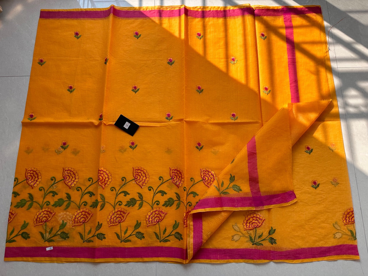 Embroidered Kota Cotton Doria Saree