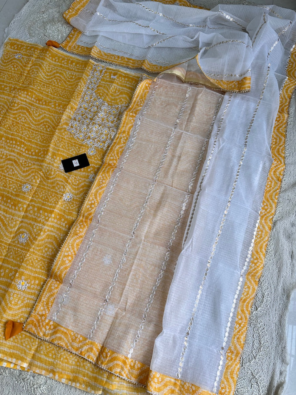 Embroidered Gota Patti Kota Cotton Doria Top N Dupatta (Suit)