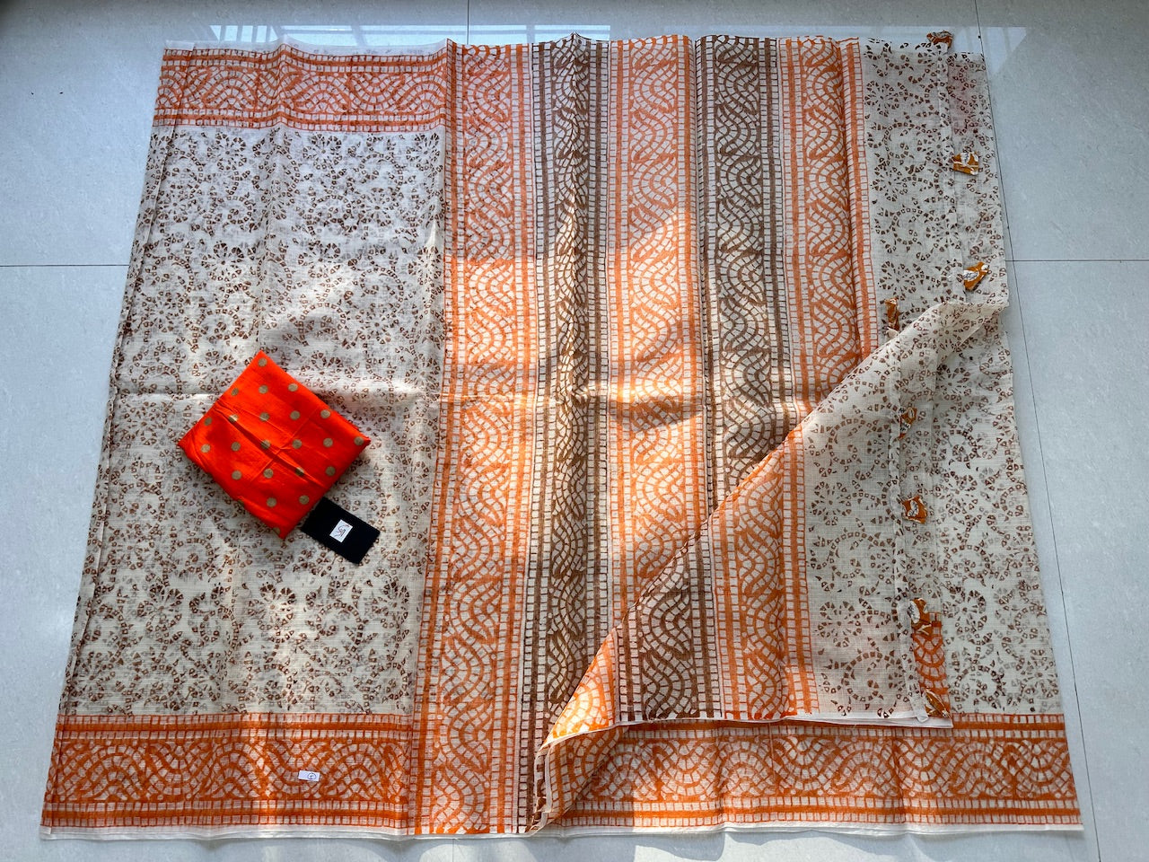 HandBlock Printed Kota Cotton Doria Saree